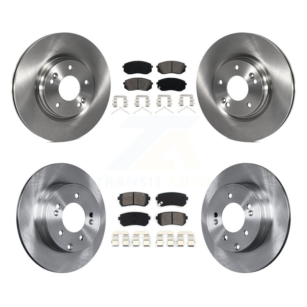 Brake Rotor Semi-Metallic Pad Front Rear Kit For 15-16 Hyundai Sonata GAS engine