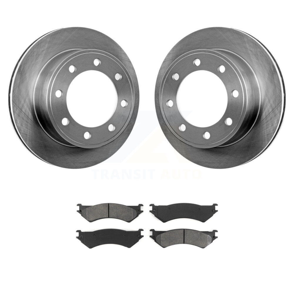 Brake Rotor Semi-Metallic Pad Rear Kit For Ford E-350 Super Duty E-250 Econoline