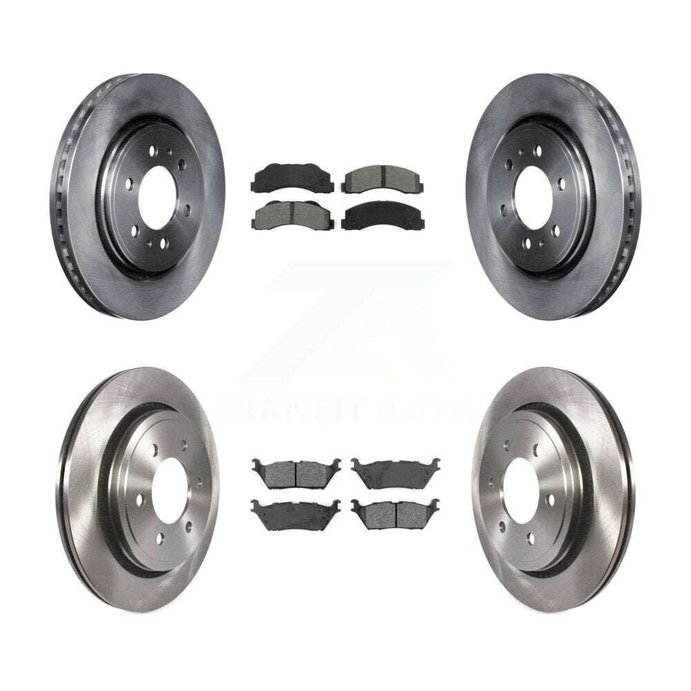 Disc Brake Rotors And Semi-Metallic Pads Front Rear Kit For Ford F-150
