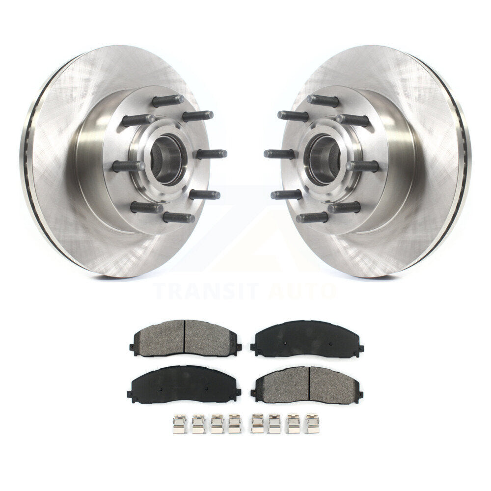 Disc Brake Rotor Hub Semi-Metallic Pad Front Kit For Ford F-350 Super Duty F-250