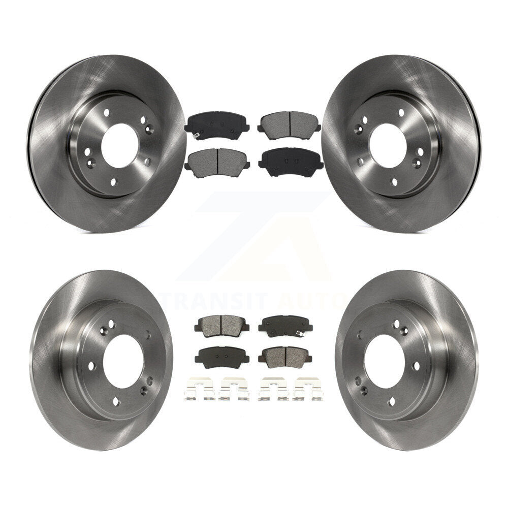Brake Rotors & Semi-Metallic Pad Front Rear Kit For Hyundai Elantra GT Kia Forte
