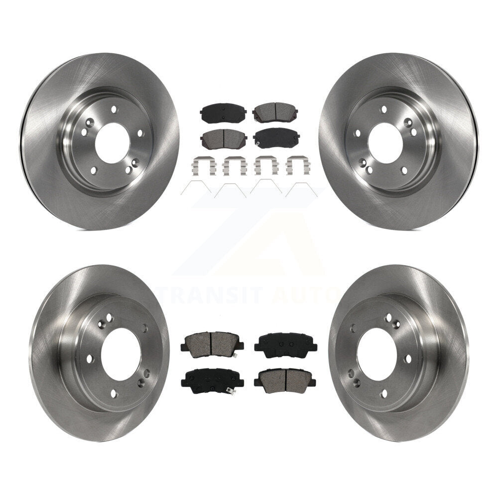 Disc Brake Rotors And Semi-Metallic Pads Front Rear Kit For 2021 Kia Forte5 1.6L