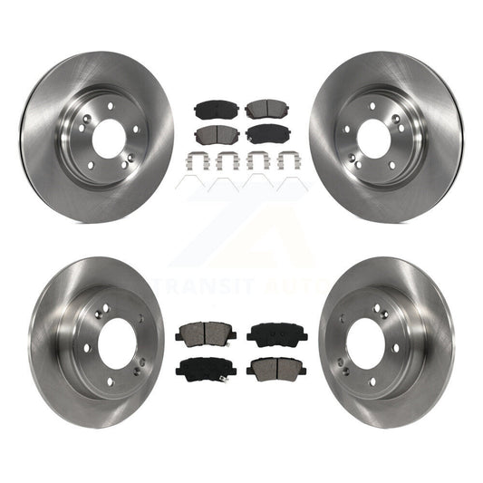 Disc Brake Rotors And Semi-Metallic Pads Front Rear Kit For 2021 Kia Forte5 1.6L