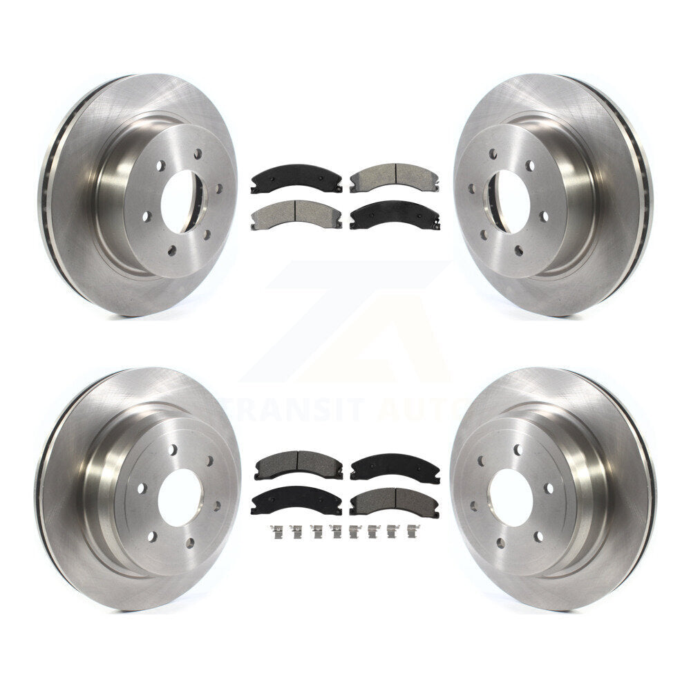 Disc Brake Rotors Semi-Metallic Pad Front Rear Kit For 2016-2024 Nissan TITAN XD