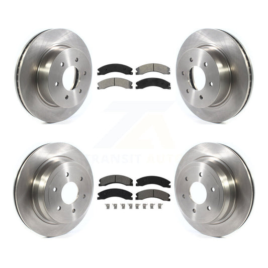 Disc Brake Rotors Semi-Metallic Pad Front Rear Kit For 2016-2024 Nissan TITAN XD