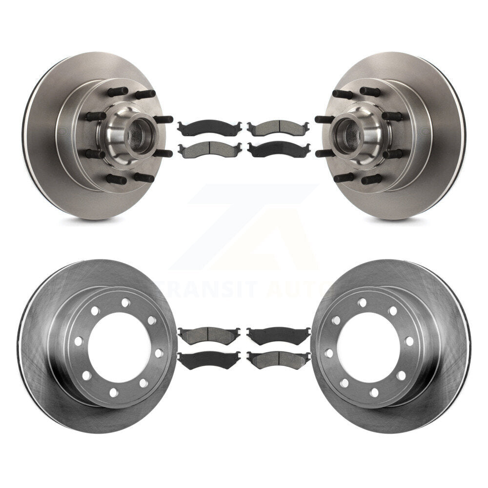 Brake Rotor Semi-Metallic Pad Front Rear Kit For Ford E-350 Super Duty Econoline