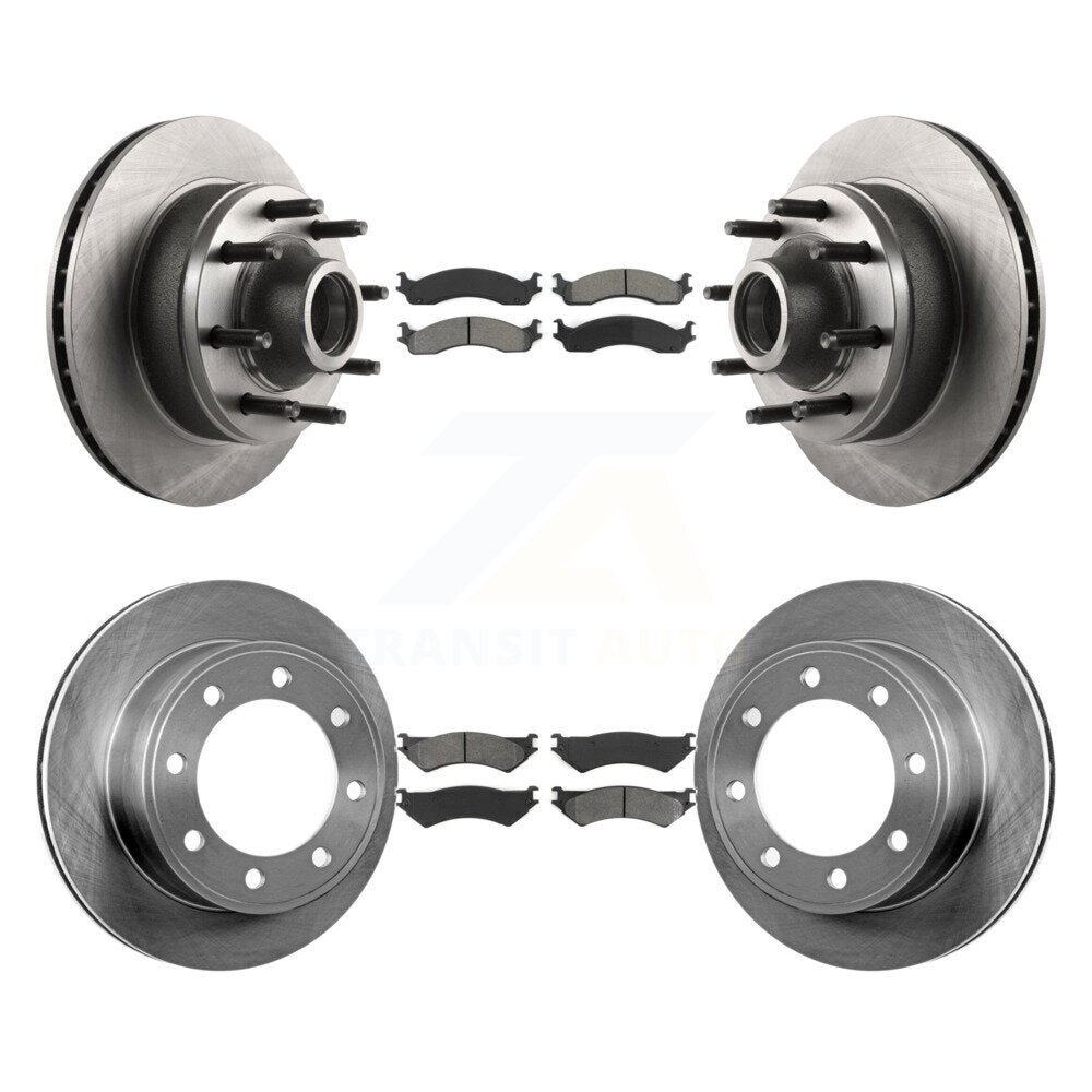 Brake Rotor And Semi-Metallic Pad Front Rear Kit For Ford E-350 Super Duty E-250
