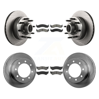 Brake Rotor And Semi-Metallic Pad Front Rear Kit For Ford E-350 Super Duty E-250