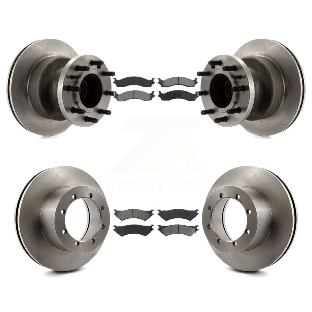 Disc Brake Rotors And Semi-Metallic Pad Front Rear Kit For Ford E-350 Super Duty