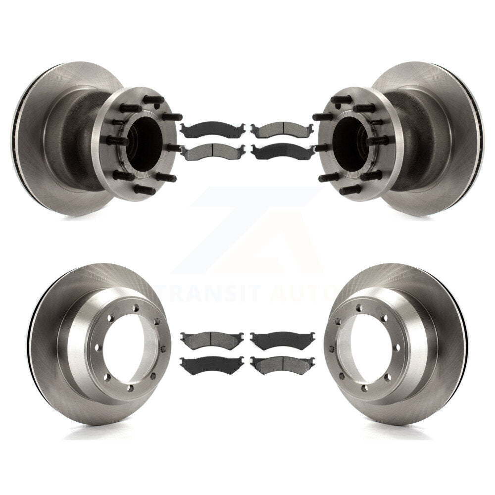 Brake Rotor Semi-Metallic Pad Front Rear Kit For Ford E-350 Super Duty Econoline