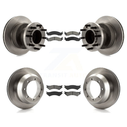 Brake Rotor Semi-Metallic Pad Front Rear Kit For Ford E-350 Super Duty Econoline