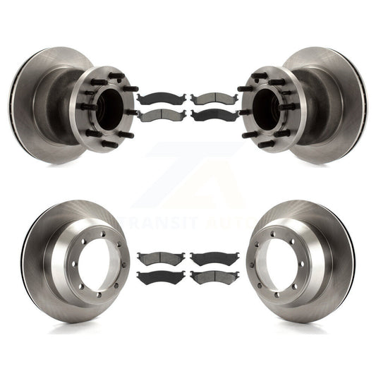 Brake Rotor Semi-Metallic Pad Front Rear Kit For Ford E-350 Super Duty Econoline