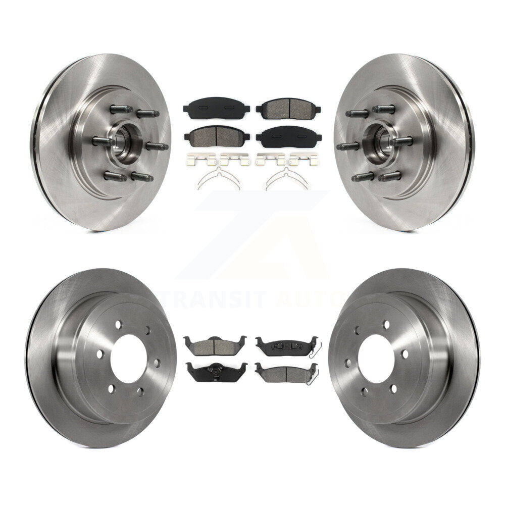 Brake Rotors Semi-Metallic Pad Front Rear Kit For Ford F-150 Lincoln Mark LT RWD