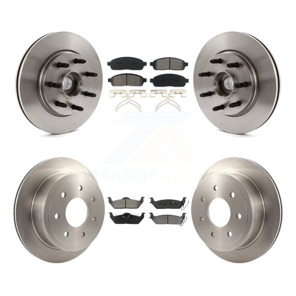 Brake Rotors Semi-Metallic Pad Front Rear Kit For Ford F-150 Lincoln Mark LT RWD