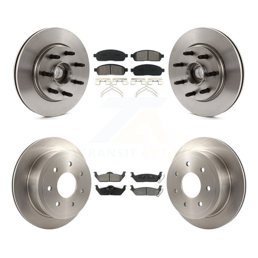 Brake Rotors Semi-Metallic Pad Front Rear Kit For Ford F-150 Lincoln Mark LT RWD