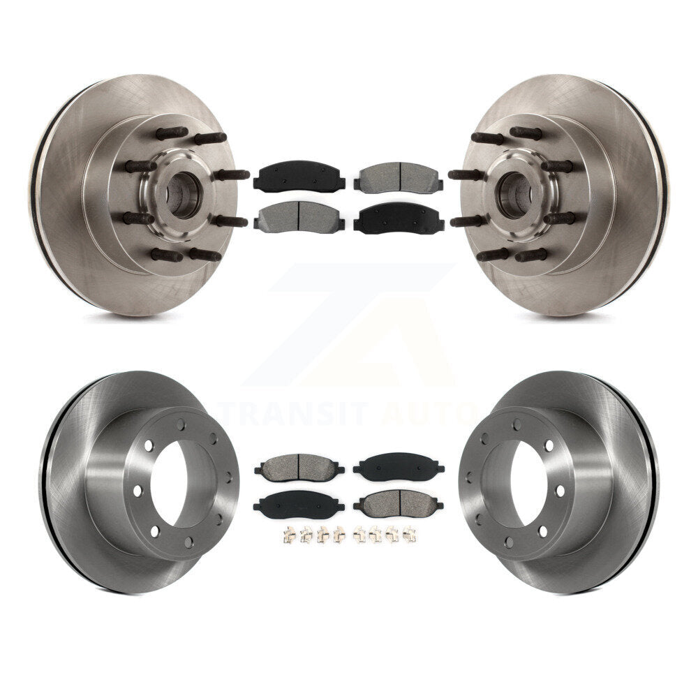 Brake Rotor Semi-Metallic Pad Front Rear Kit For Ford F-350 Super Duty F-250 RWD