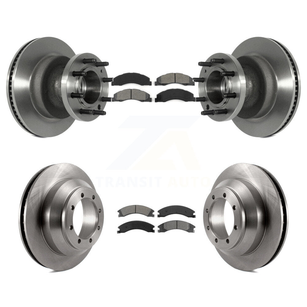 Brake Rotor Semi-Metallic Pad Front Rear Kit For Ford E-350 Super Duty Econoline