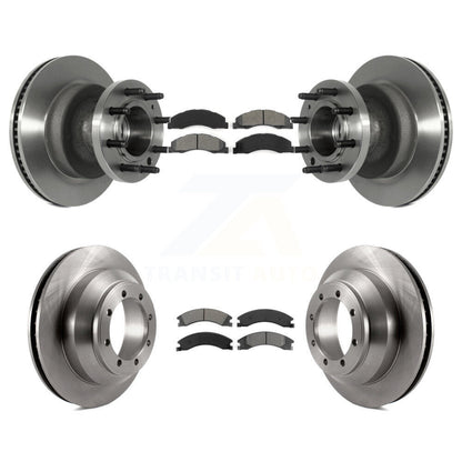 Brake Rotor Semi-Metallic Pad Front Rear Kit For Ford E-350 Super Duty Econoline