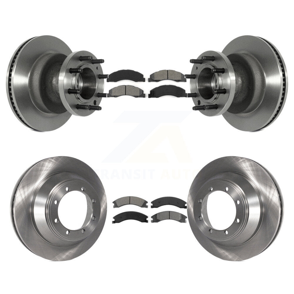 Disc Brake Rotors And Semi-Metallic Pad Front Rear Kit For Ford E-450 Super Duty
