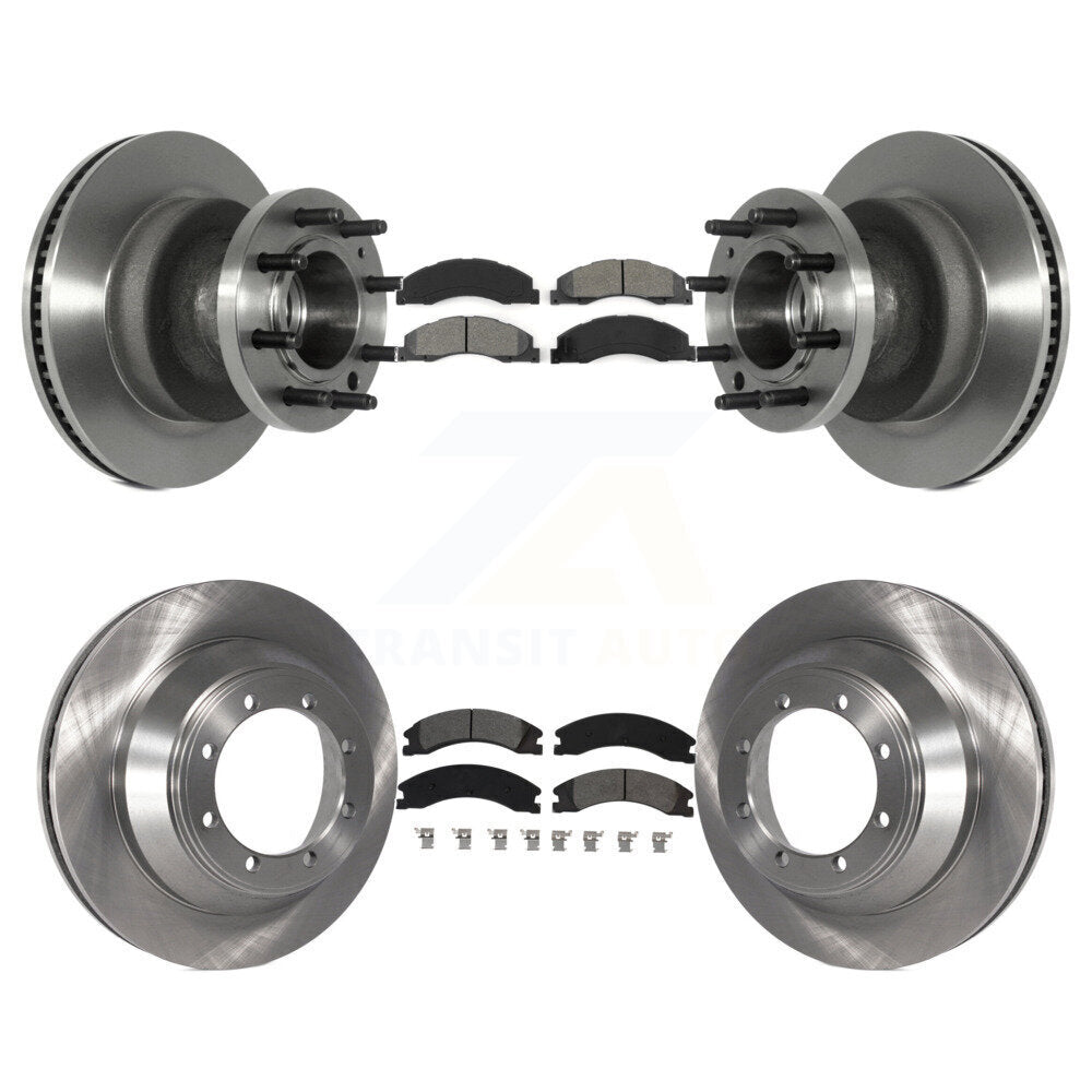 Disc Brake Rotors And Semi-Metallic Pad Front Rear Kit For Ford E-450 Super Duty