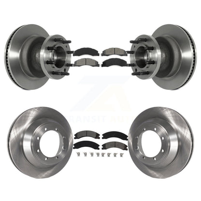 Disc Brake Rotors And Semi-Metallic Pad Front Rear Kit For Ford E-450 Super Duty