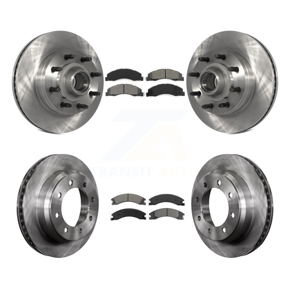 Brake Rotor And Semi-Metallic Pad Front Rear Kit For Ford E-350 Super Duty E-250