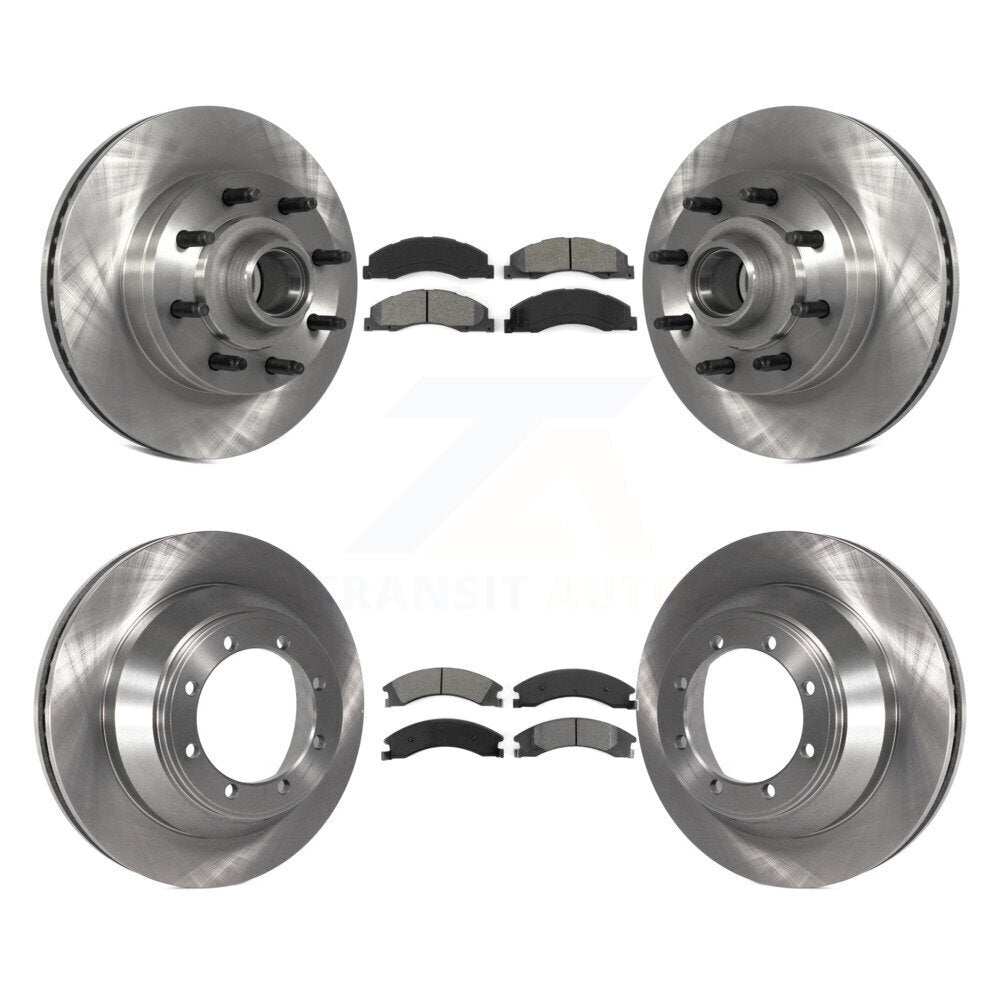 Disc Brake Rotors And Semi-Metallic Pad Front Rear Kit For Ford E-450 Super Duty