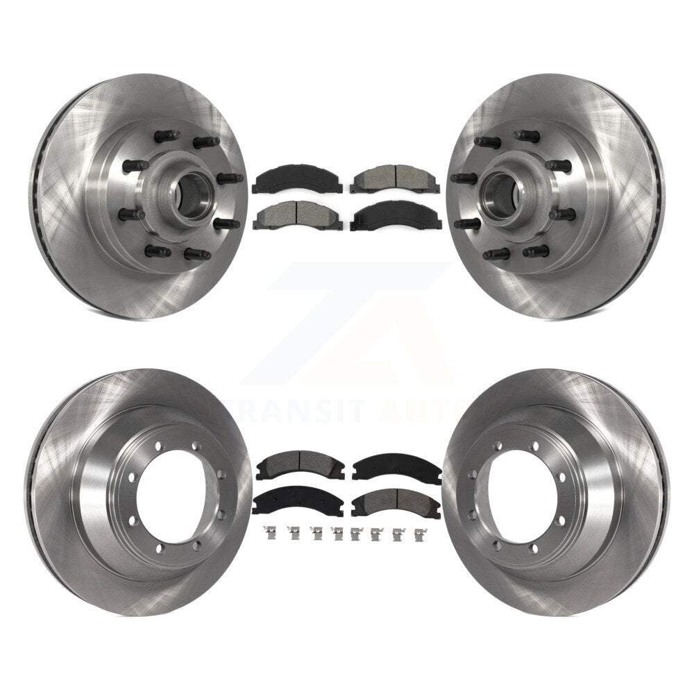 Disc Brake Rotors And Semi-Metallic Pad Front Rear Kit For Ford E-450 Super Duty