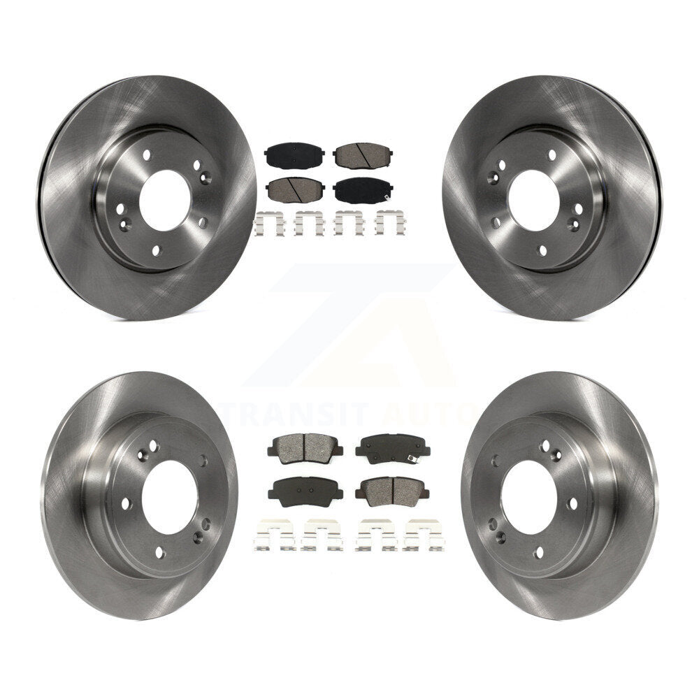 Disc Brake Rotors And Semi-Metallic Pads Front Rear Kit For 2014-2016 Kia Soul