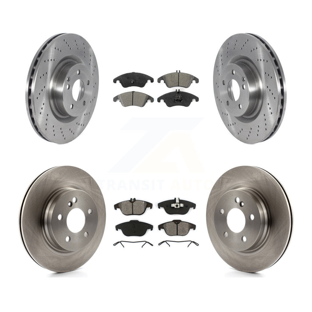 Disc Brake Rotors And Semi-Metallic Pads Front Rear Kit For Mercedes-Benz E550