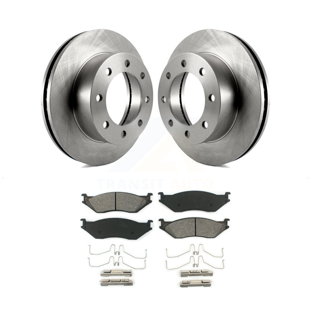 Disc Brake Rotors And Semi-Metallic Pads Front Kit For Ford F-450 Super Duty