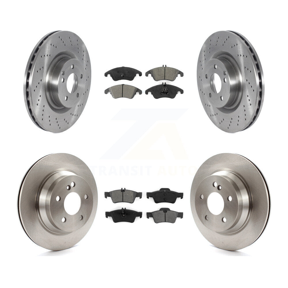 Disc Brake Rotors And Semi-Metallic Pads Front Rear Kit For Mercedes-Benz E400