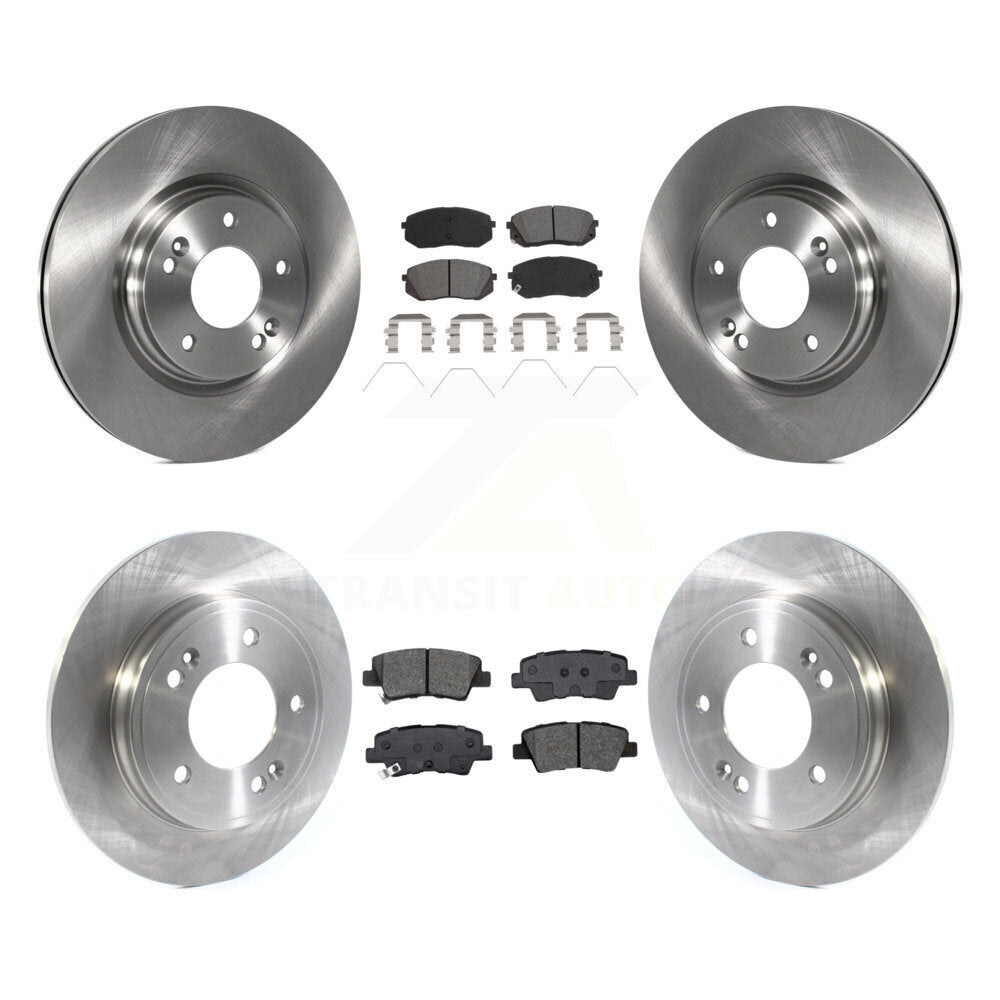 Disc Brake Rotor Semi-Metallic Pad Front Rear Kit For Kia Forte Hyundai Veloster