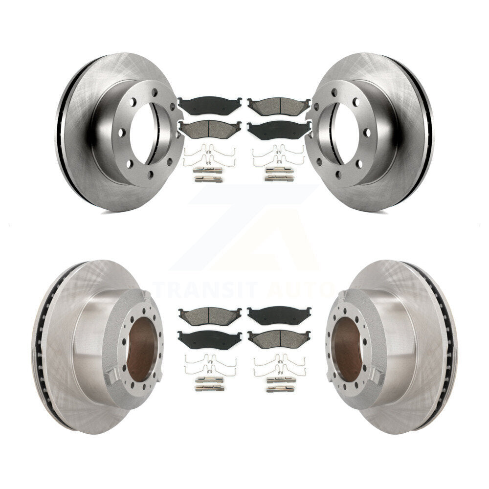 Disc Brake Rotors And Semi-Metallic Pad Front Rear Kit For Ford F-450 Super Duty