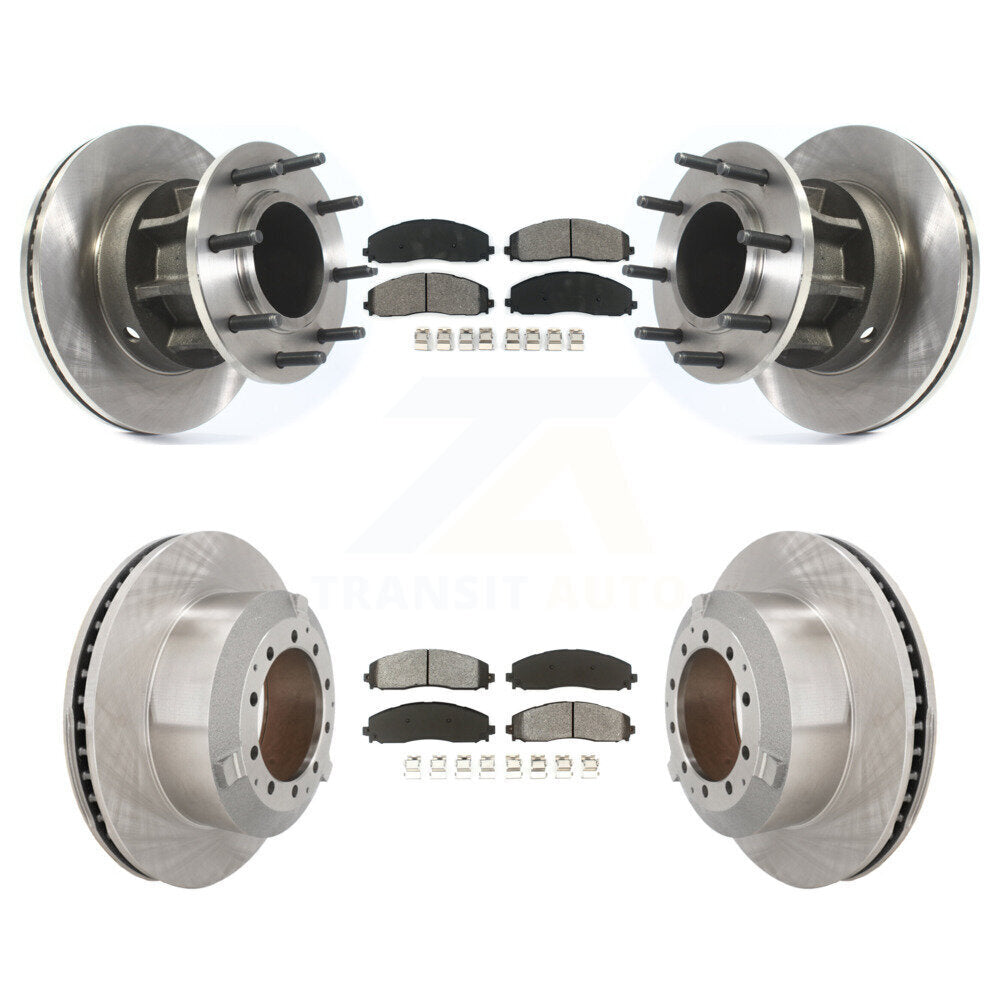 Disc Brake Rotors And Semi-Metallic Pad Front Rear Kit For Ford F-350 Super Duty