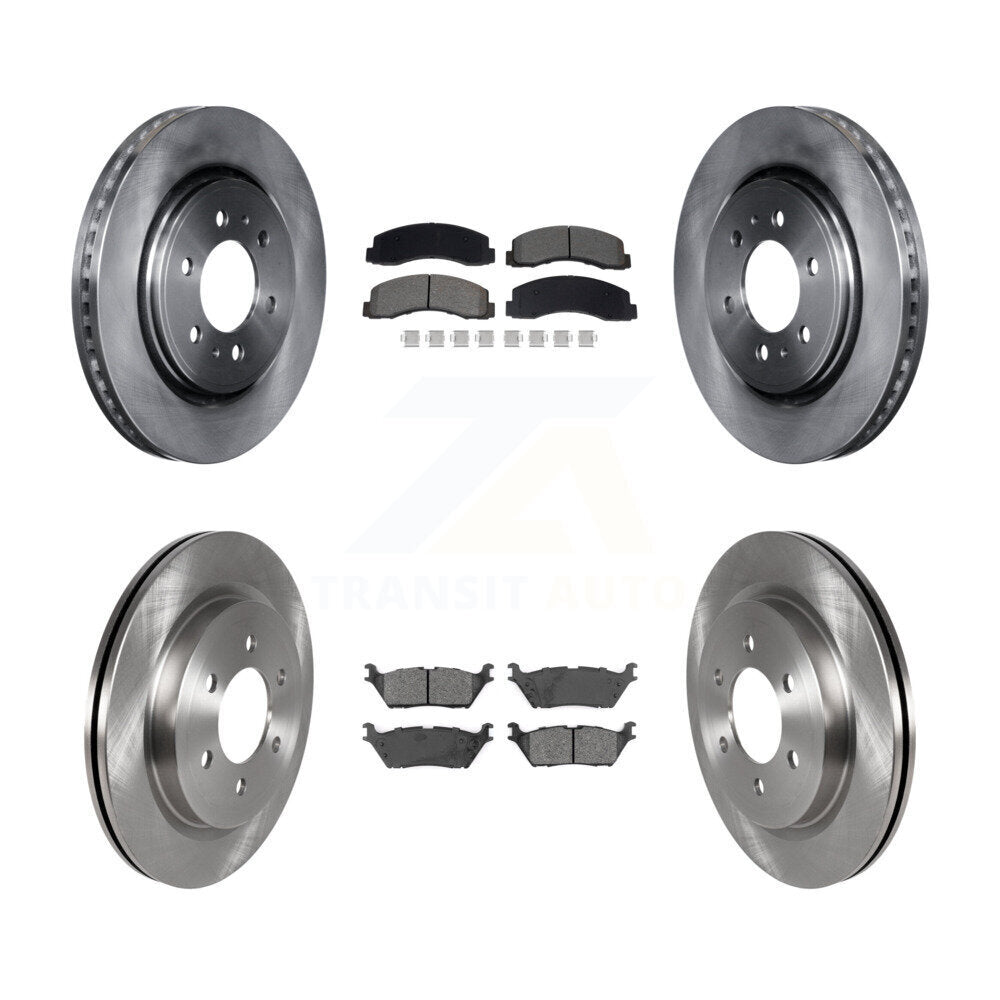 Brake Rotor & Semi-Metallic Pad Front Rear Kit For Ford F-150 Expedition Lincoln