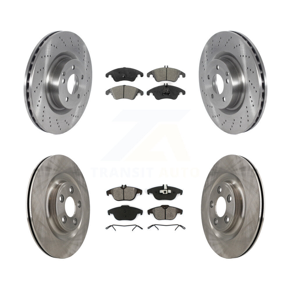 Disc Brake Rotors And Semi-Metallic Pads Front Rear Kit For Mercedes-Benz E400