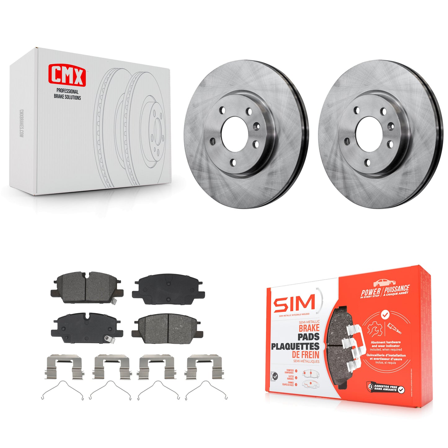Brake Rotor Semi-Metallic Pad Front Kit For Chevrolet GMC Terrain Equinox Malibu