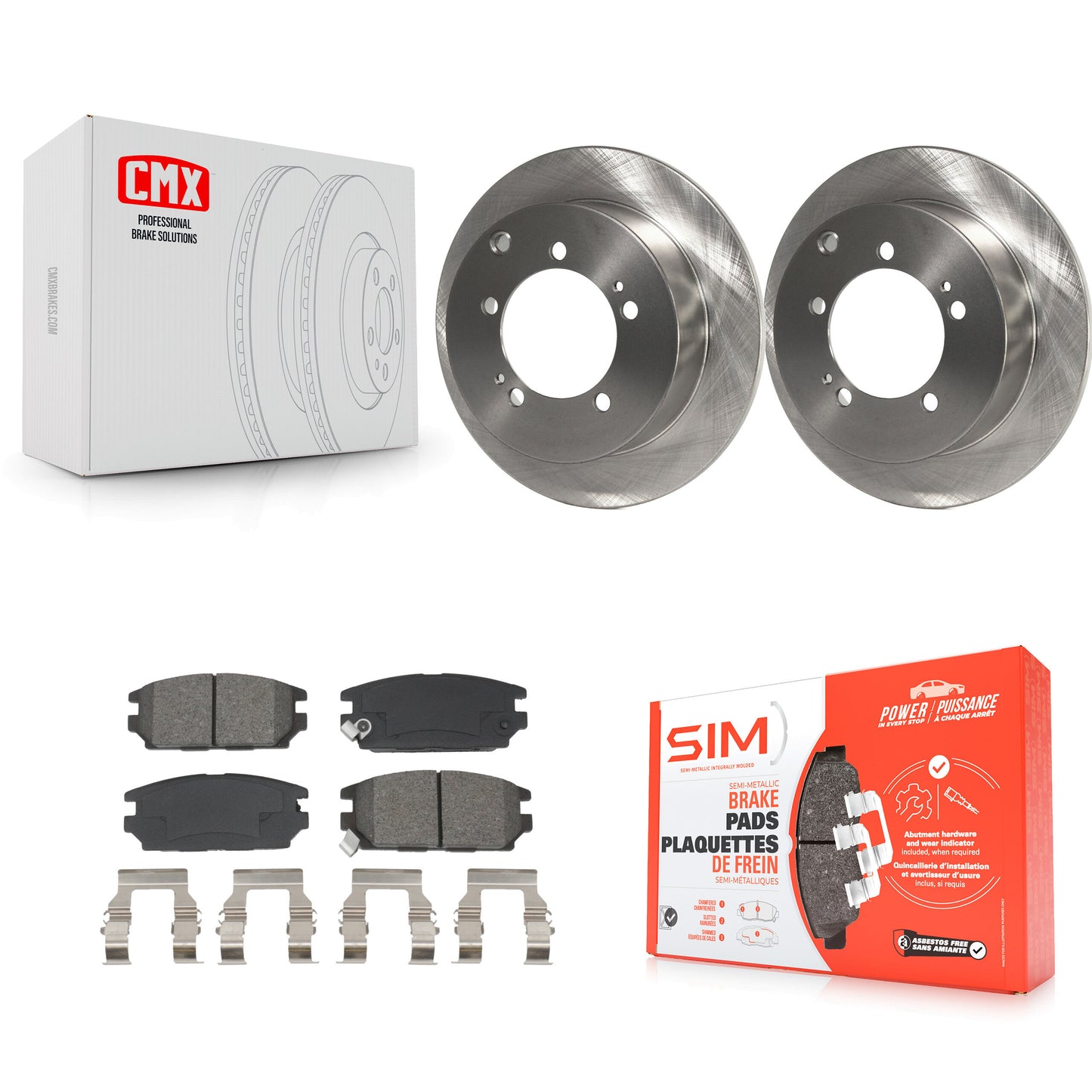 Disc Brake Rotors And Semi-Metallic Pad Rear Kit For 1995 Mitsubishi Eclipse AWD