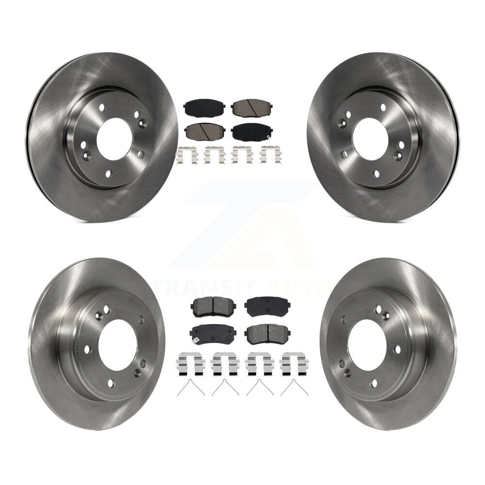 Disc Brake Rotors & Semi-Metallic Pad Front Rear Kit For Hyundai Kona Kia Seltos