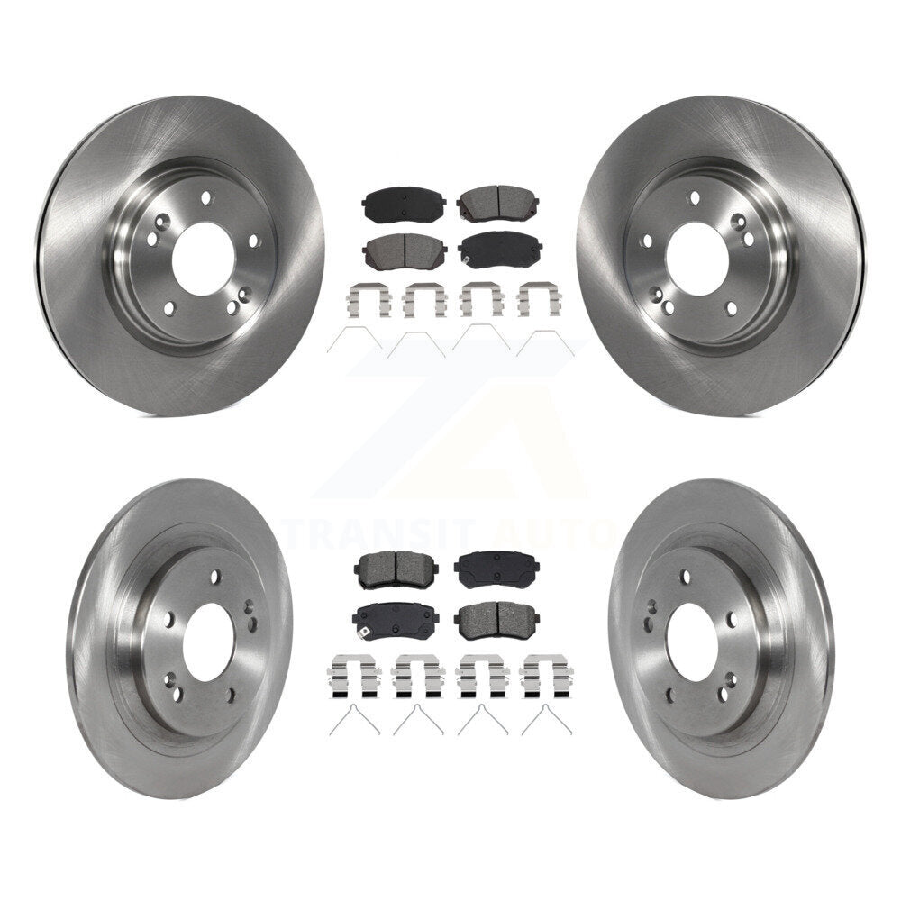 Disc Brake Rotors & Semi-Metallic Pad Front Rear Kit For Hyundai Kona Kia Seltos