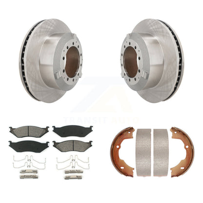 Disc Rotors Semi-Metallic Pads Parking Shoes Rear Kit For Ford F-450 Super Duty