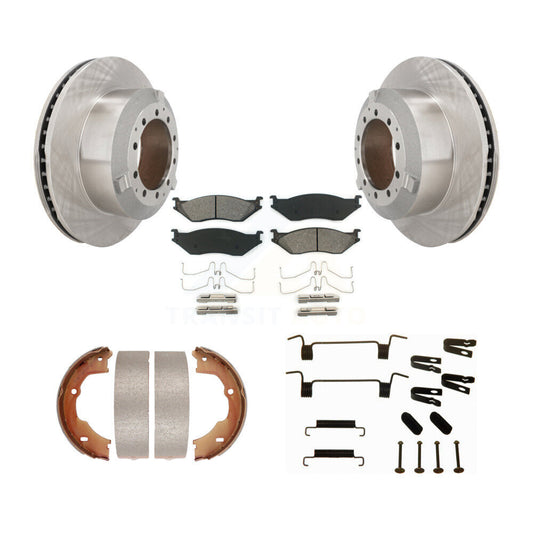 Disc Rotors Semi-Metallic Pads Parking Brake Shoes And Hardware Rear Kit For