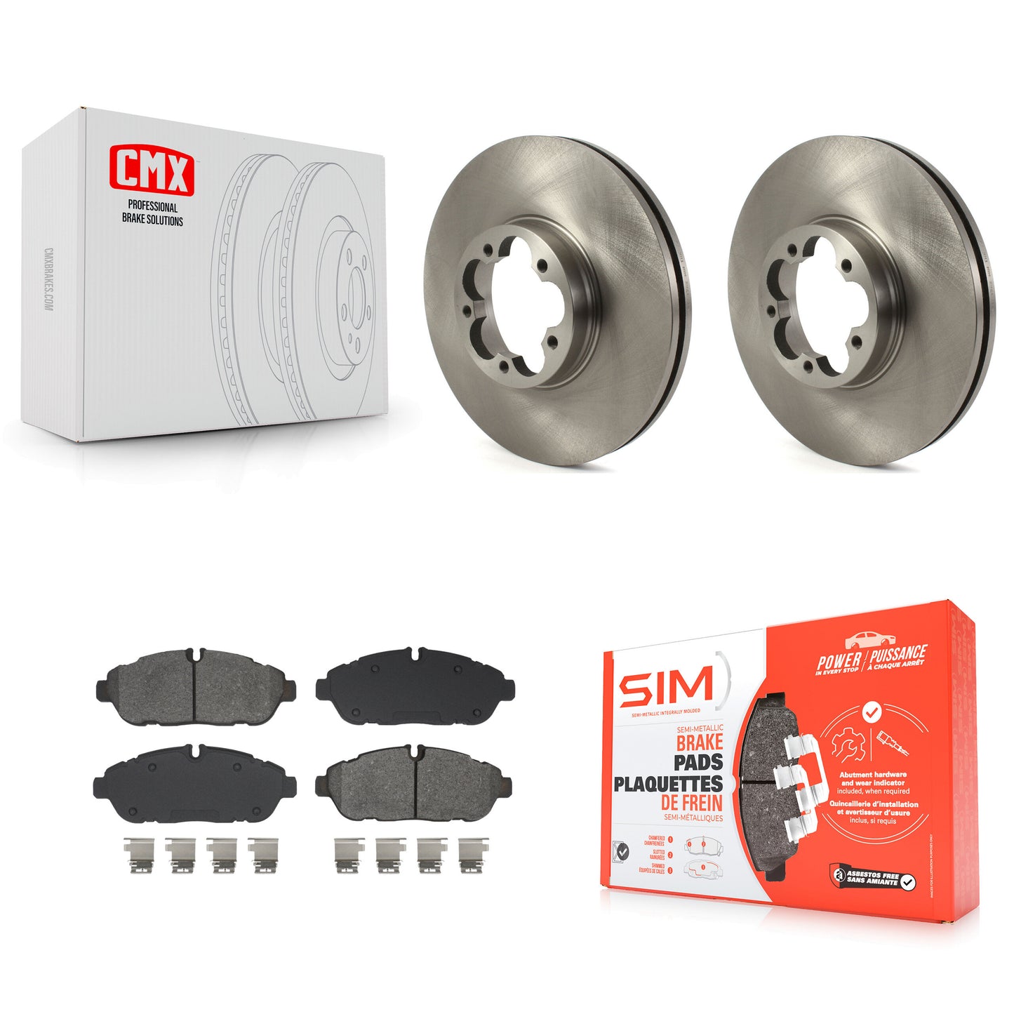 Disc Brake Rotors & Semi-Metallic Pad Front Kit For 2023 Ford Transit-350 HD AWD