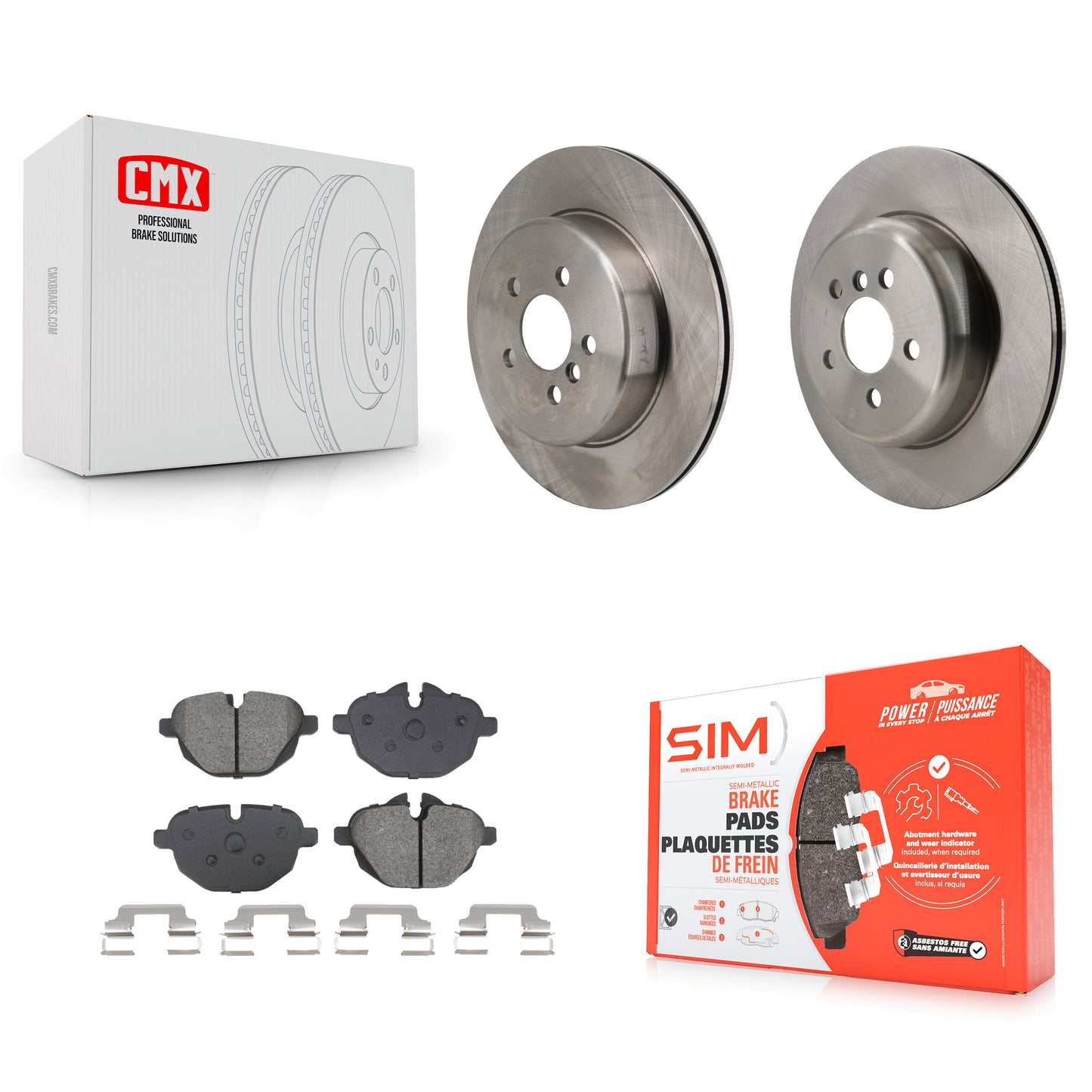 Disc Brake Rotors And Semi-Metallic Pads Rear Kit For 2022 BMW X3 2.0L