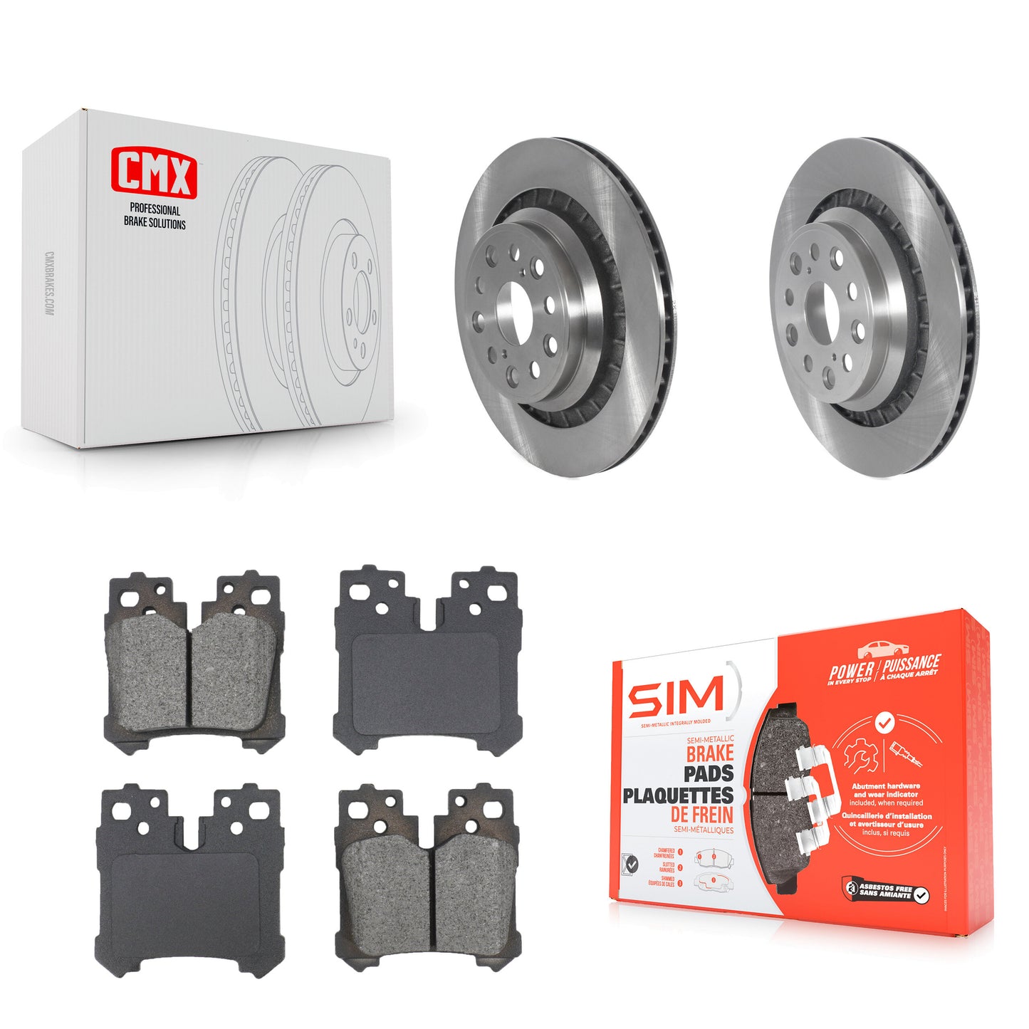 Disc Brake Rotors And Semi-Metallic Pads Rear Kit For Lexus LS460 LS600h