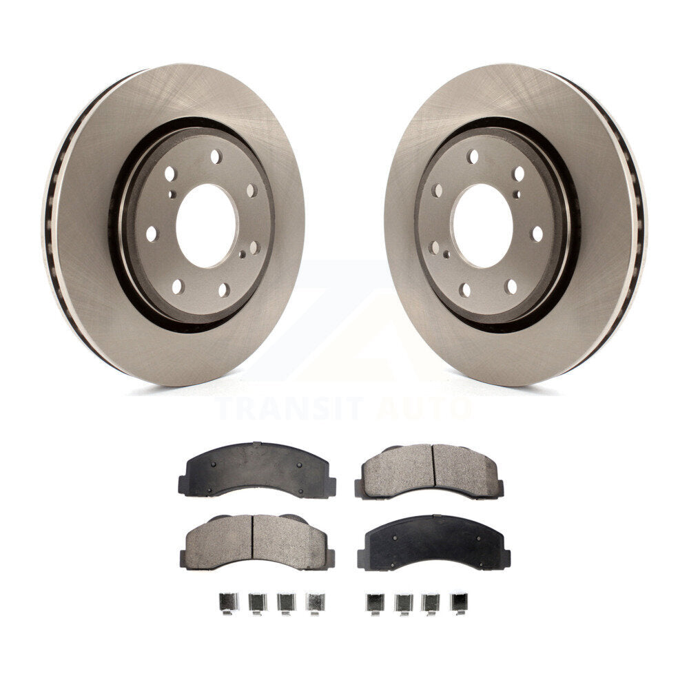 Brake Rotor And Ceramic Pad Front Kit For 2010-2014 Ford F-150 With 7 Lug Wheels