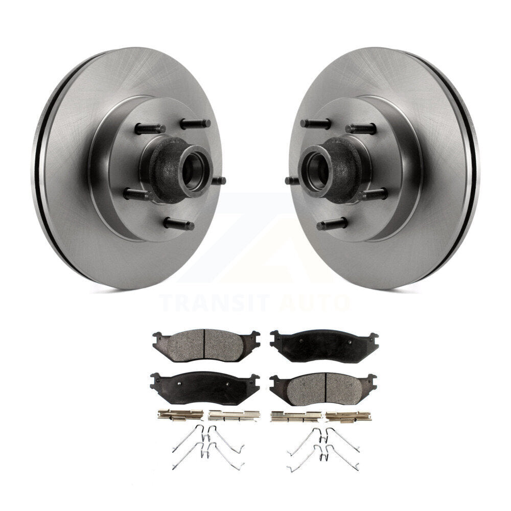 Disc Brake Rotor Hub & Ceramic Pad Front Kit For Ford E-150 Club Wagon Econoline