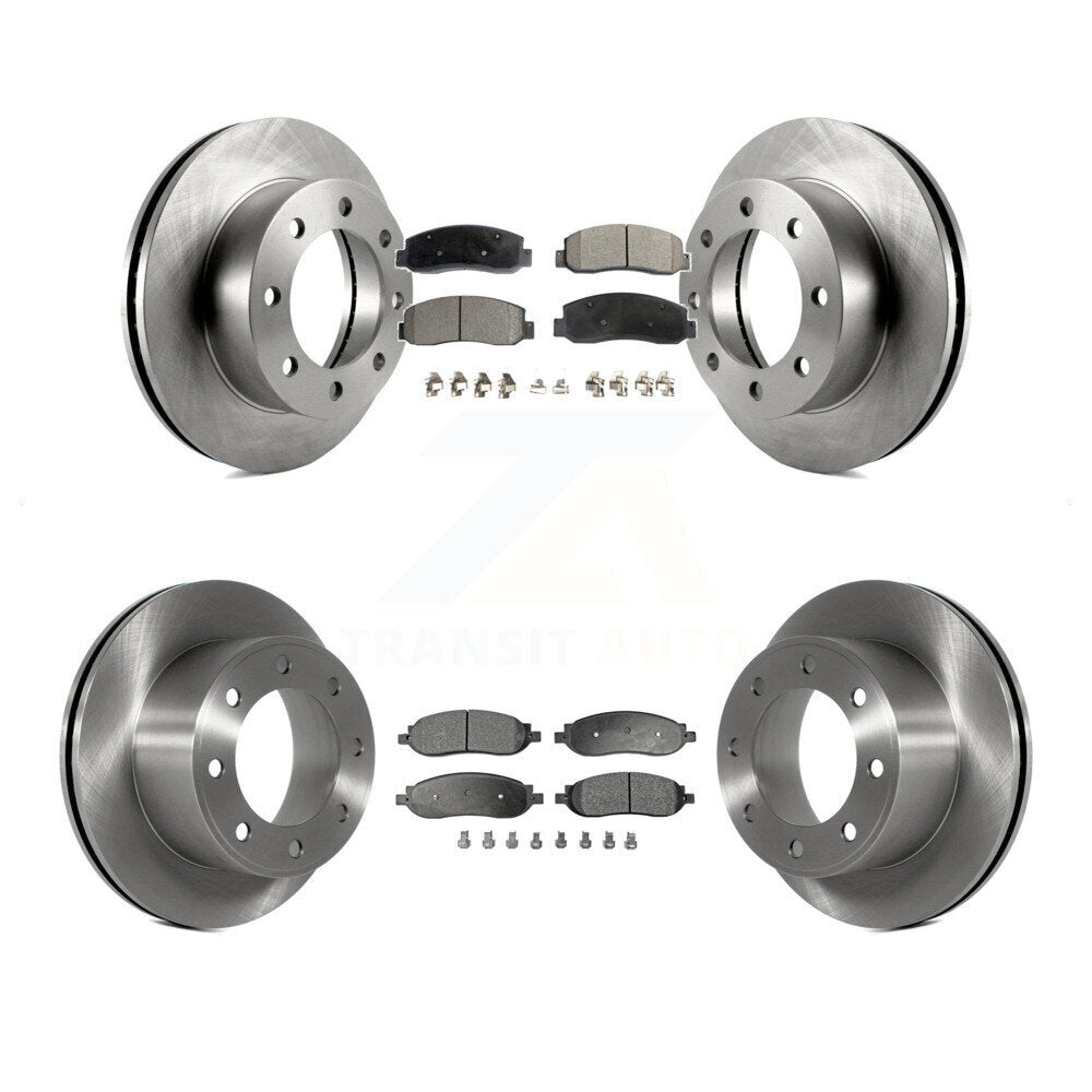 Disc Brake Rotors And Ceramic Pad Front Rear Kit For Ford F-350 Super Duty F-250