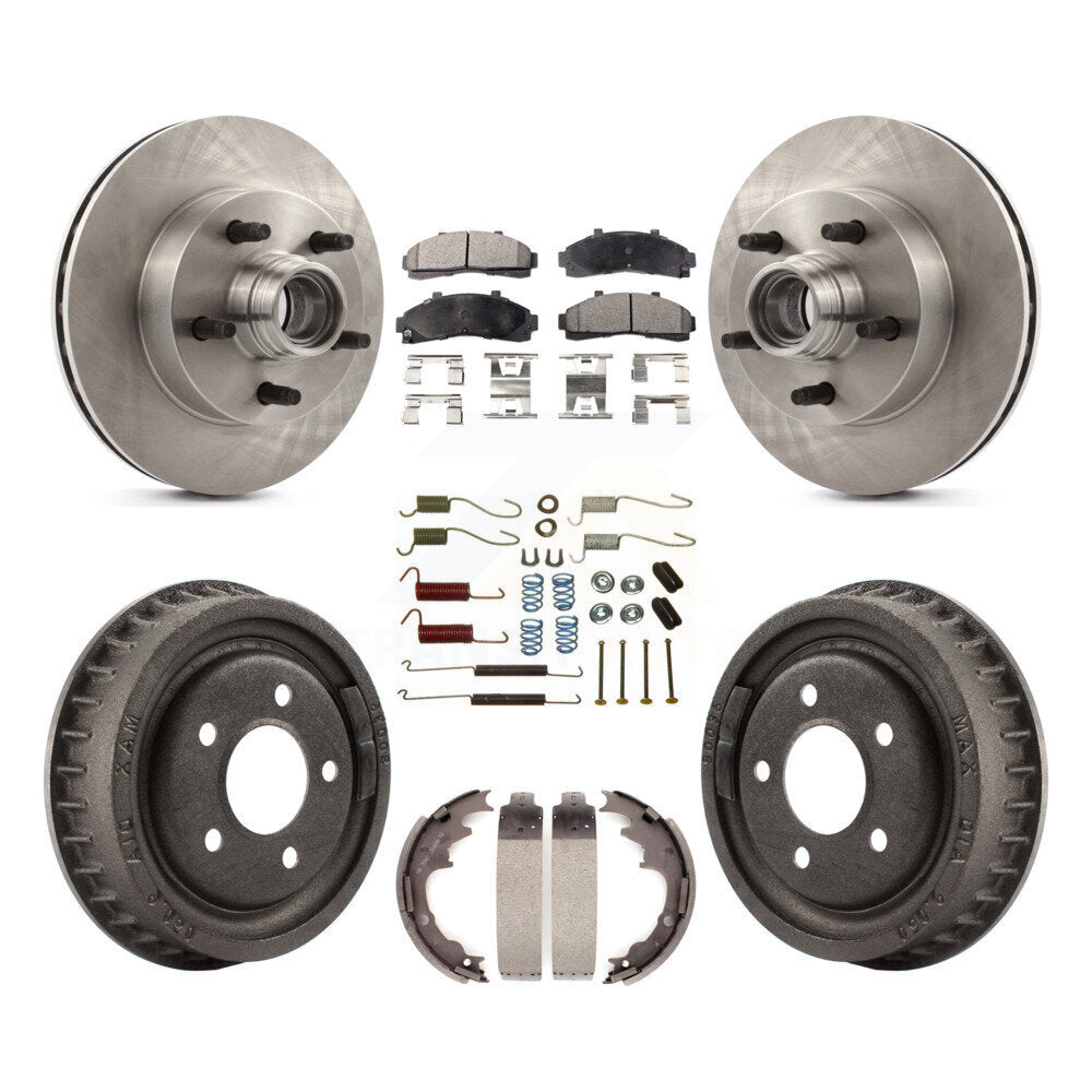 Disc Brake Rotors Hub Ceramic Pads And Drum Front Rear Kit (7Pc) For Mazda B4000